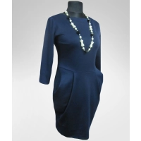 Granatowa elegancka sukienka z kieszeniami - Donna